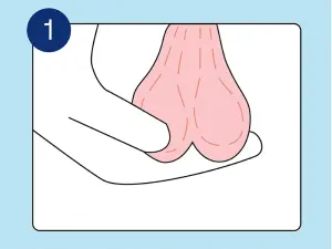 Illustration vom Abtasten der Hoden