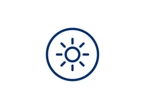 Icon einer Sonne in einem Kreis