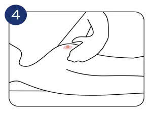 Illustration eines weiblichen Oberkörpers liegend, eine Hand tastet die Brust ab