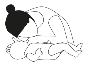 Illustration einer Person die die Atemwege bei einem Baby kontrolliert