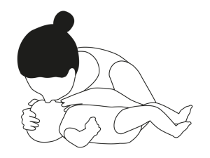 Illustration einer Person die ein Baby beatmet