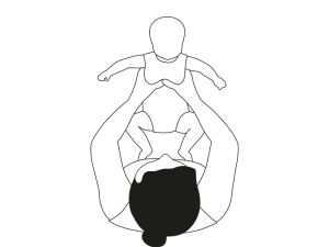 Illustration einer Person die eine Herzdruckmassage an einem Baby durchführt