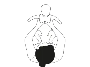 Illustration einer Person die eine Herzdruckmassage an einem Baby durchführt