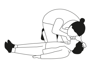 Illustration einer Person die die Atemwege bei einem Kind kontrolliert