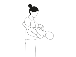 Illustration einer Person eine Kompression des Brustkorbs bei einem Baby durchführt