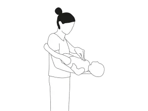 Illustration einer Person eine Kompression des Brustkorbs bei einem Baby durchführt