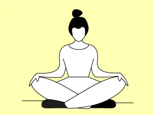 Illustrierte weibliche Person im Schneidersitz