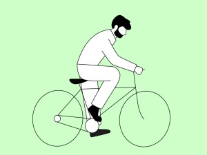 Illustrierte männliche Person fährt Fahrrad