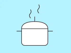 Illustrierter dampfender Kochtopf