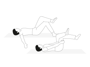 Illustration Rückenübung Dehnung der Gesäßmuskulatur im Liegen