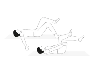 Illustration Rückenübung Dehnung der Gesäßmuskulatur im Liegen
