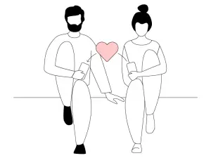 Illustration zweier Personen mit jeweils einem Smartphone